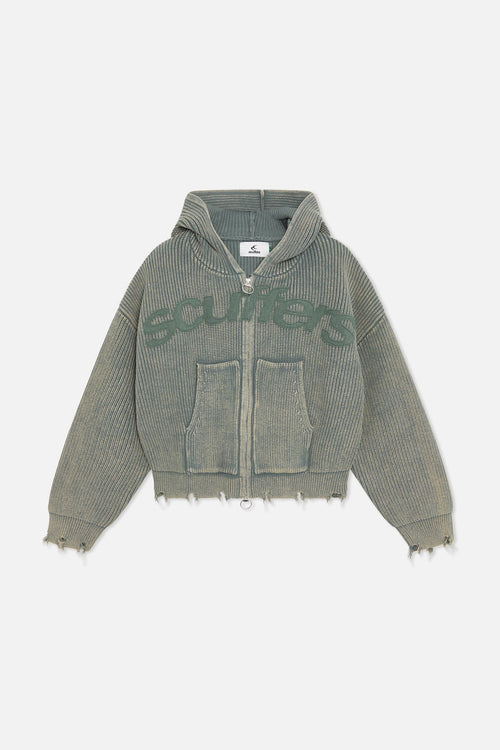 Buzz Dusty Green Knit Zipper
